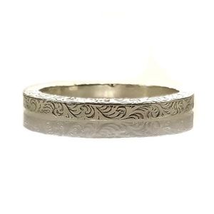 Antique Style Sterling 2mm Scroll Pattern Band